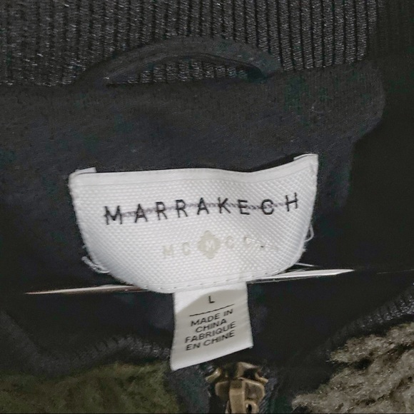 Marrakech Anthropologie Alyssa Faux Fur Green Camo Bomber Jacket Size L NWOT - Picture 4 of 12